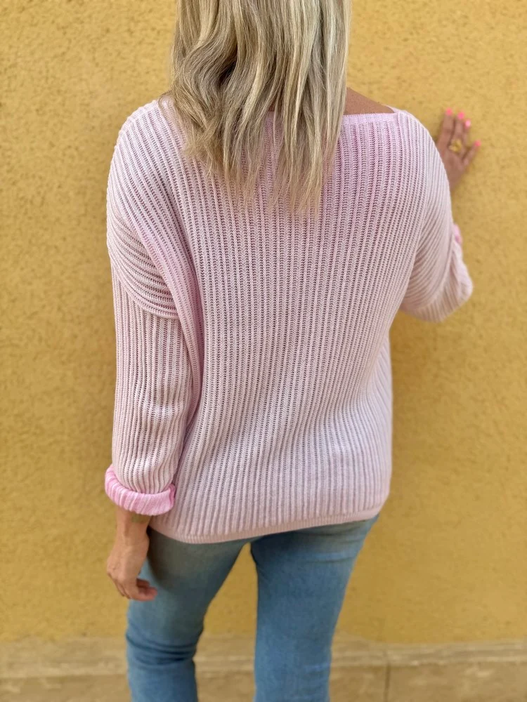 Pull fin Nico rose