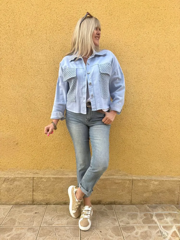 Blouson en coton Aurelio bleu ciel