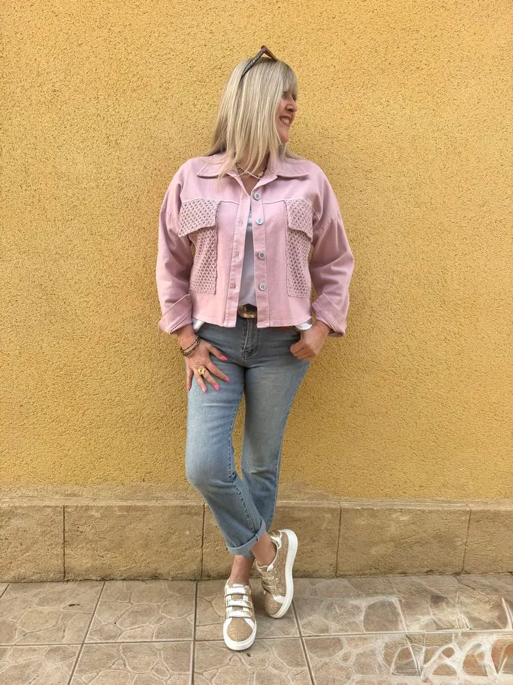 Blouson en coton Aurelio vieux rose