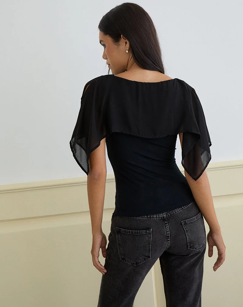 Cirata Top in Rayon Jersey Chiffon Black