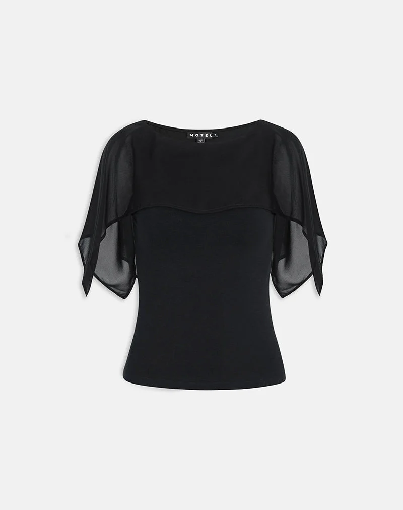 Cirata Top in Rayon Jersey Chiffon Black
