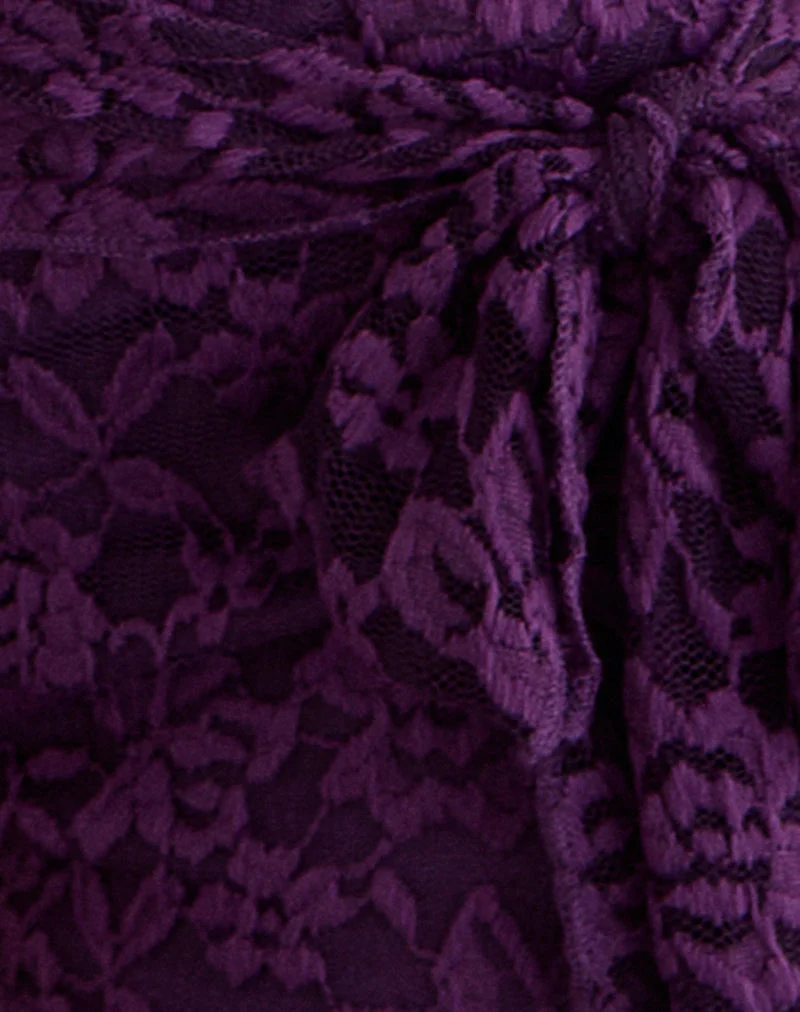 Short Shoumi à volants en dentelle violet