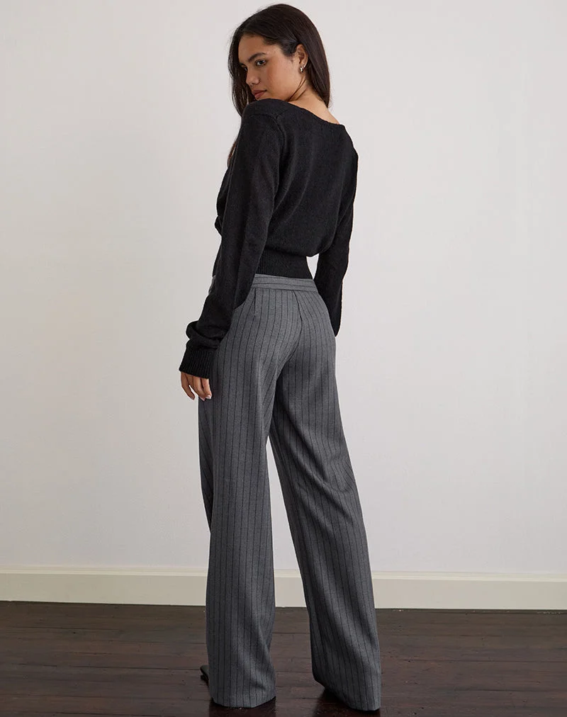 Ganta Slim Trouser in Pinstripe Charcoal (pantalon slim à rayures)