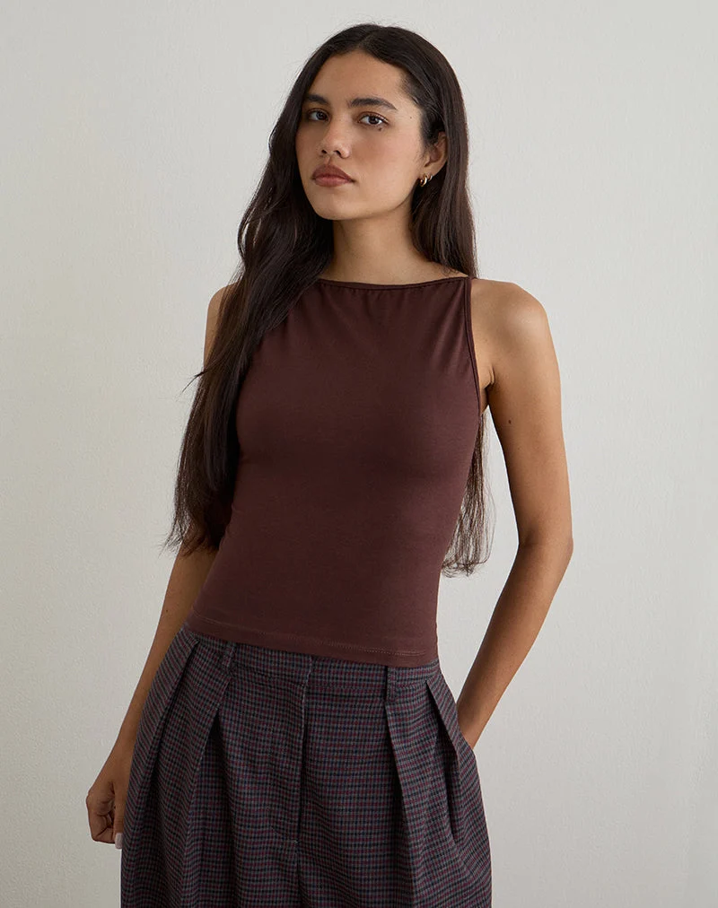 Gilet Dudley en jersey chocolat amer
