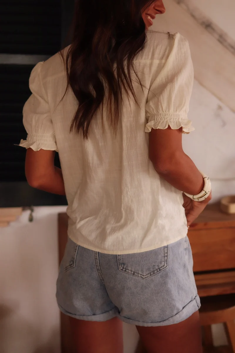 Blouse Monica bleu marine manches courtes