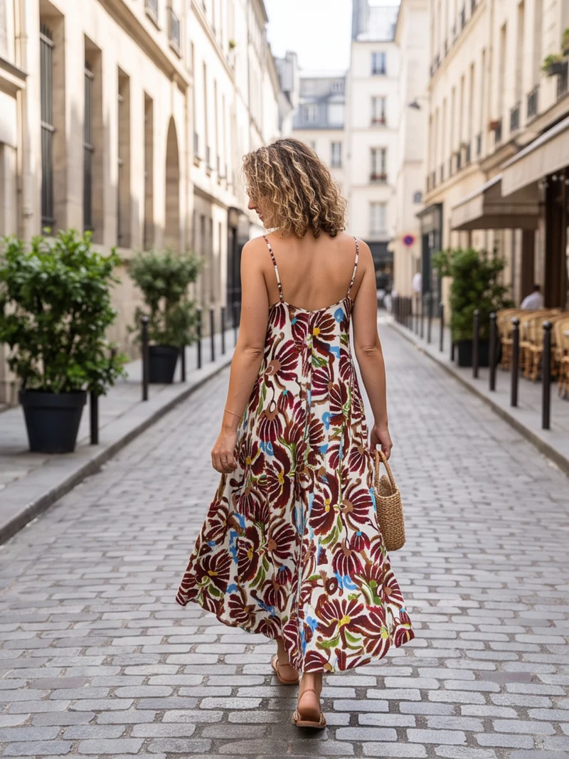 Robe Iris - Écru et Vert Anis