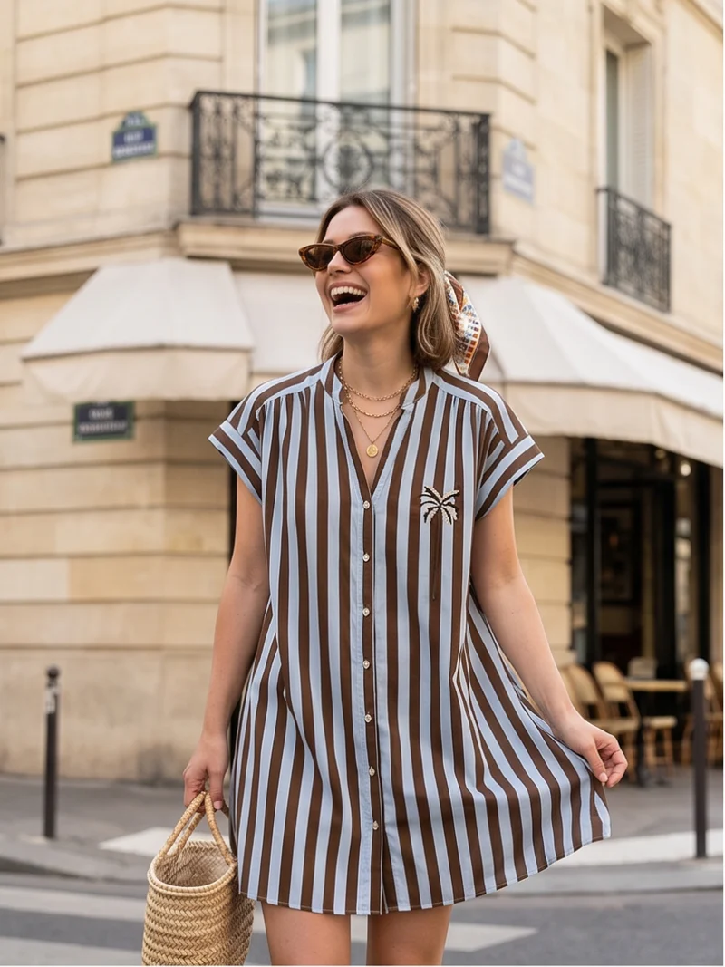 Robe Charlotte - Rayures Camel Chic