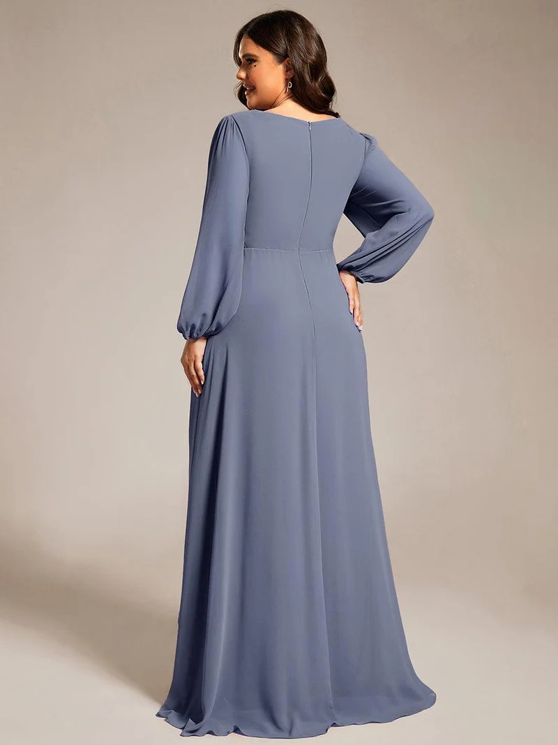 ever GRIFFIN|Charmante Robe De Demoiselle D'honneur Plissée à Manches Lanternes En Mousseline De Soie Et Taille Haute(Vente Finale)