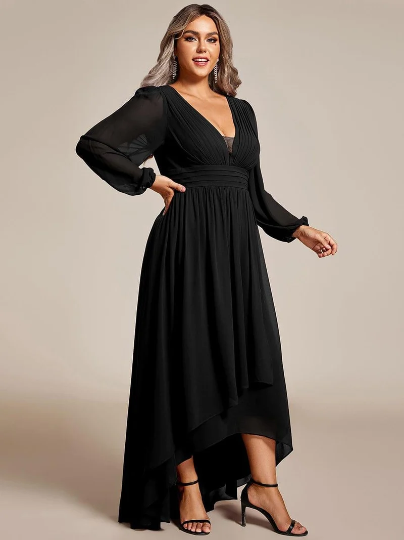 ever GRIFFIN|Charmante Robe De Demoiselle D'honneur Plissée à Manches Lanternes En Mousseline De Soie Et Taille Haute(Vente Finale)