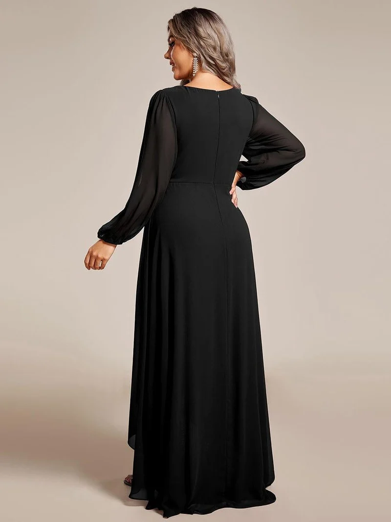 ever GRIFFIN|Charmante Robe De Demoiselle D'honneur Plissée à Manches Lanternes En Mousseline De Soie Et Taille Haute(Vente Finale)