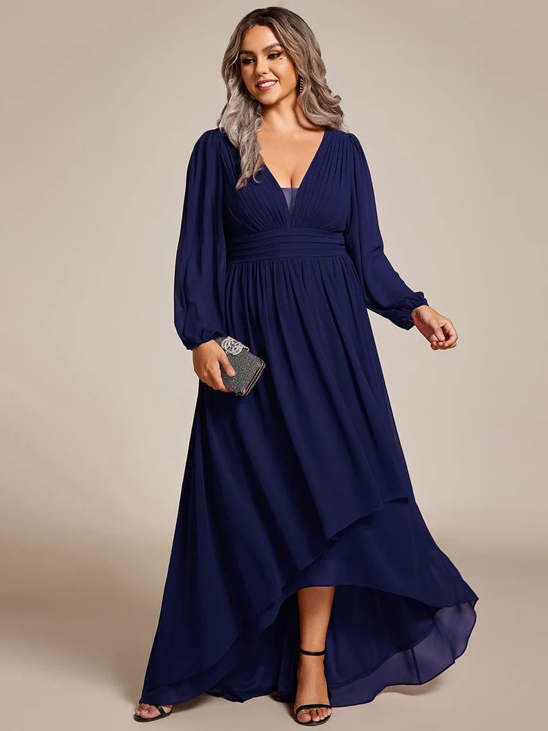 ever GRIFFIN|Charmante Robe De Demoiselle D'honneur Plissée à Manches Lanternes En Mousseline De Soie Et Taille Haute(Vente Finale)
