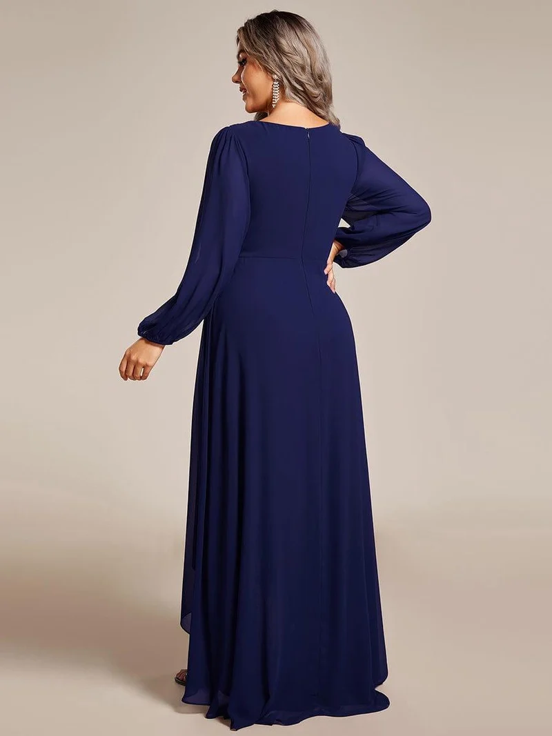 ever GRIFFIN|Charmante Robe De Demoiselle D'honneur Plissée à Manches Lanternes En Mousseline De Soie Et Taille Haute(Vente Finale)