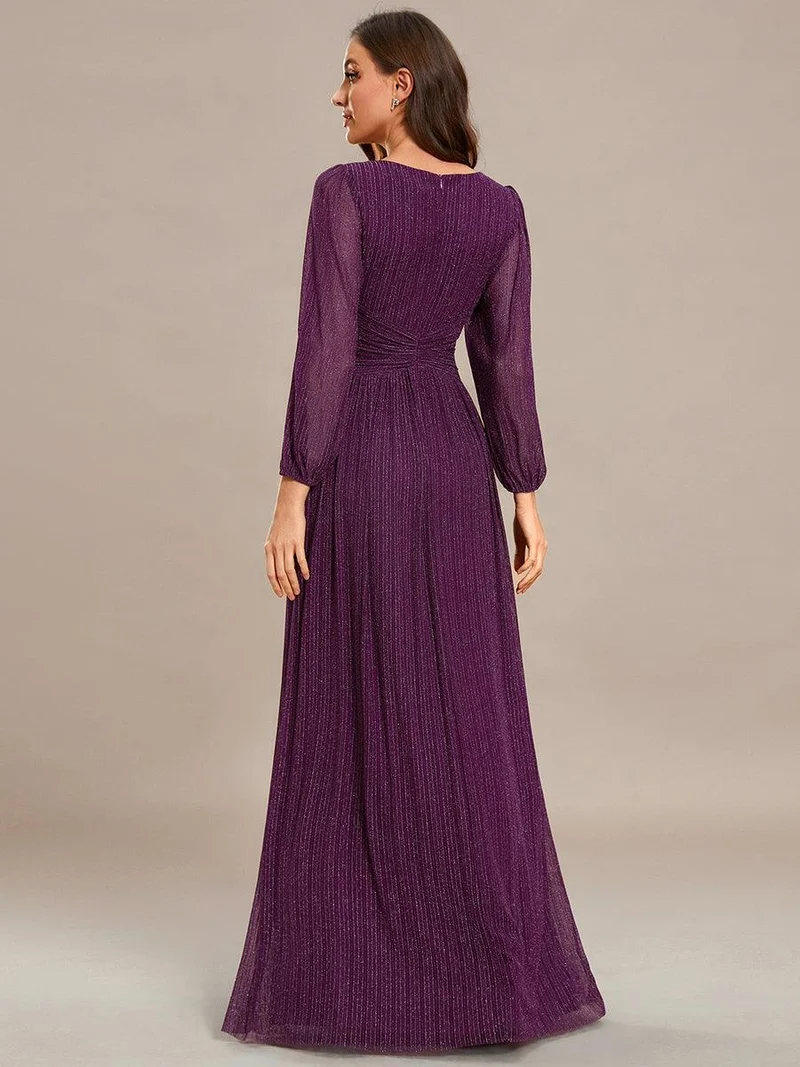 ever BRYM|Robe trapèze à manches longues et taille haute, éblouissante