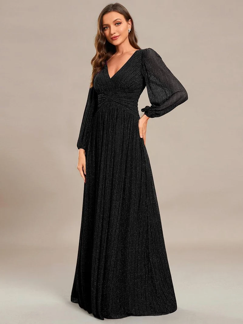 ever BRYM|Robe trapèze à manches longues et taille haute, éblouissante