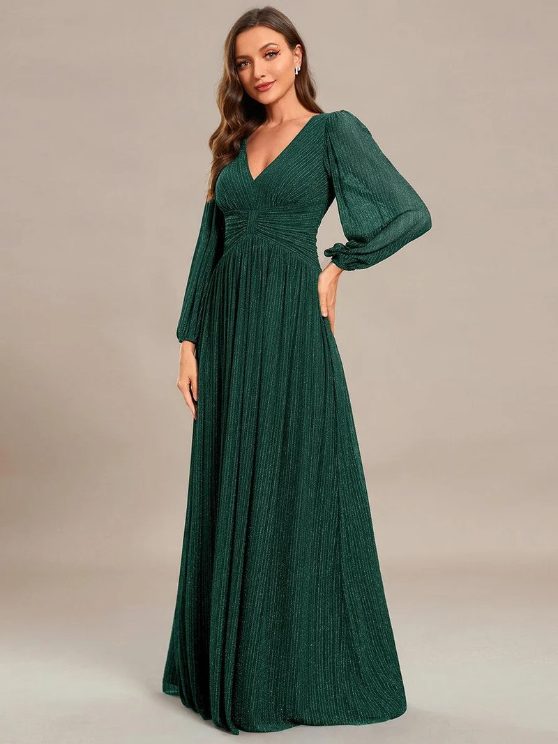ever BRYM|Robe trapèze à manches longues et taille haute, éblouissante