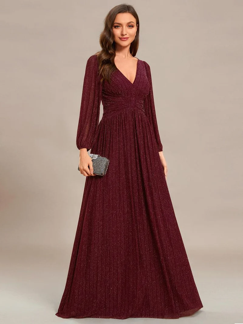 ever BRYM|Robe trapèze à manches longues et taille haute, éblouissante