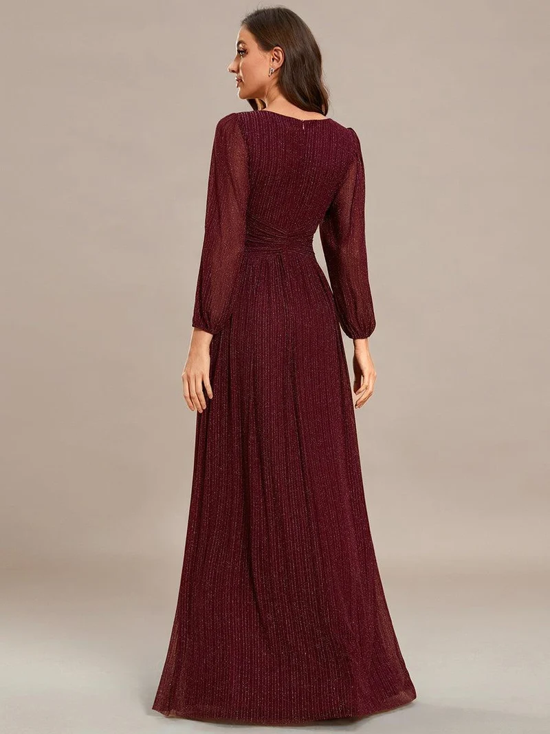ever BRYM|Robe trapèze à manches longues et taille haute, éblouissante