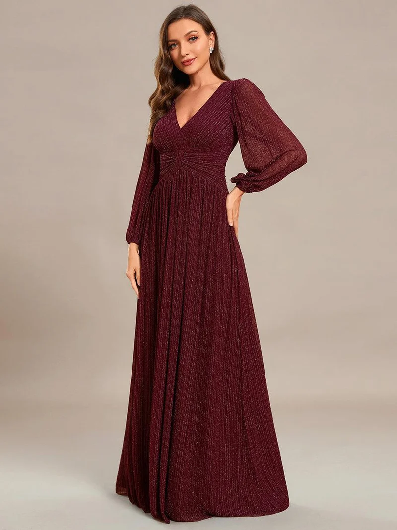 ever BRYM|Robe trapèze à manches longues et taille haute, éblouissante