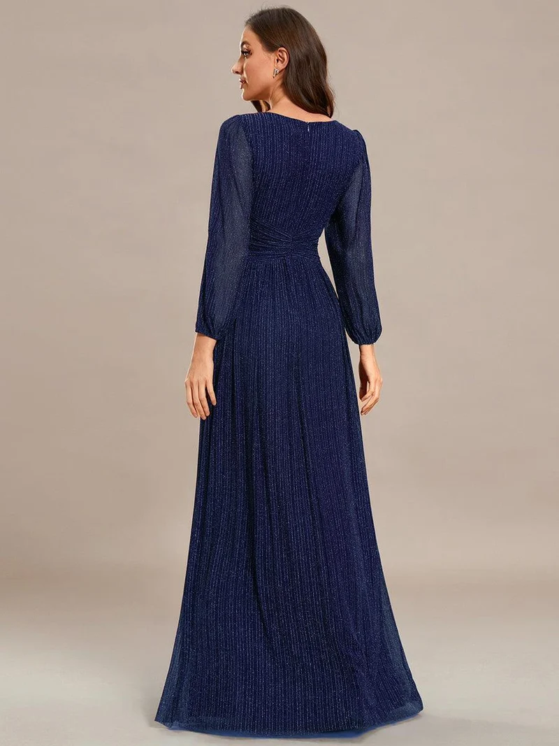 ever BRYM|Robe trapèze à manches longues et taille haute, éblouissante