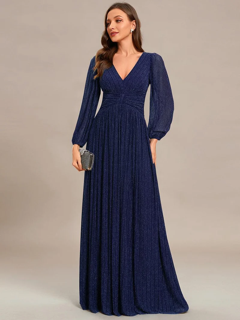 ever BRYM|Robe trapèze à manches longues et taille haute, éblouissante