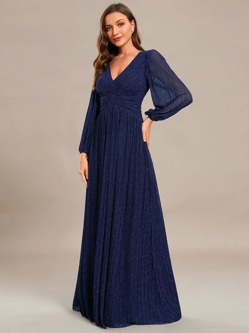 ever BRYM|Robe trapèze à manches longues et taille haute, éblouissante