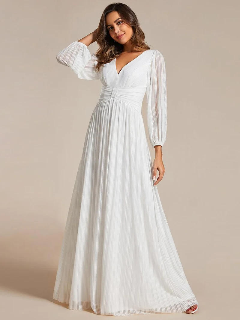 ever BRYM|Robe trapèze à manches longues et taille haute, éblouissante