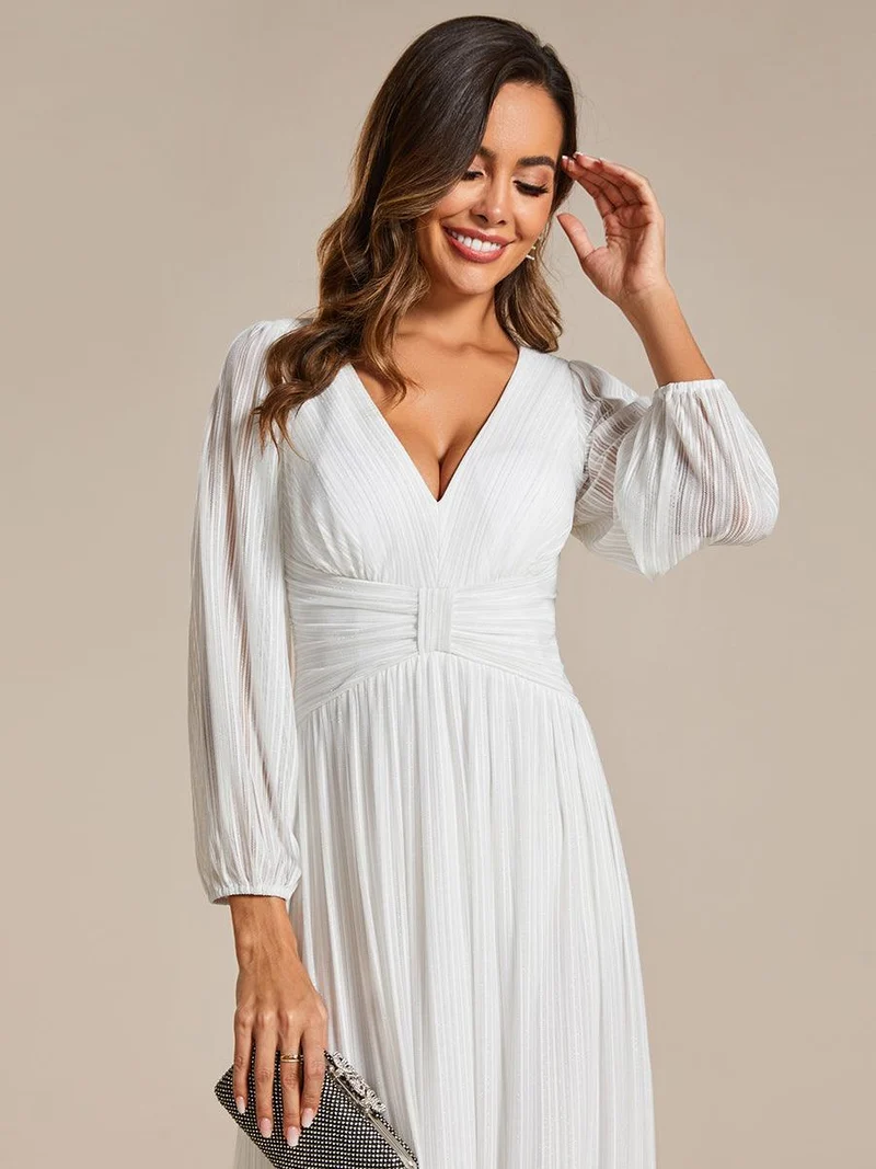 ever BRYM|Robe trapèze à manches longues et taille haute, éblouissante