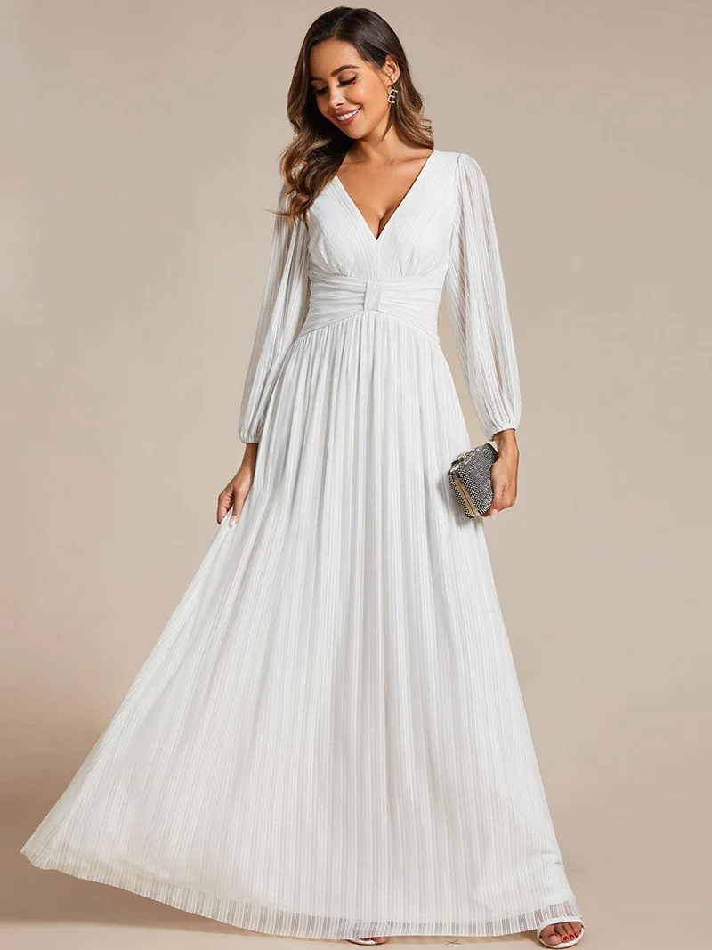 ever BRYM|Robe trapèze à manches longues et taille haute, éblouissante