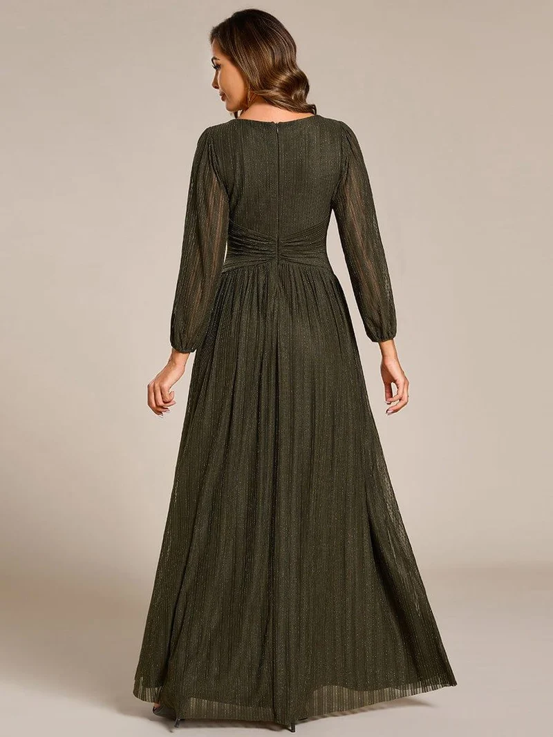 ever BRYM|Robe trapèze à manches longues et taille haute, éblouissante