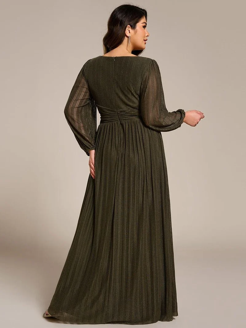 ever BRYM|Robe trapèze à manches longues et taille haute, éblouissante