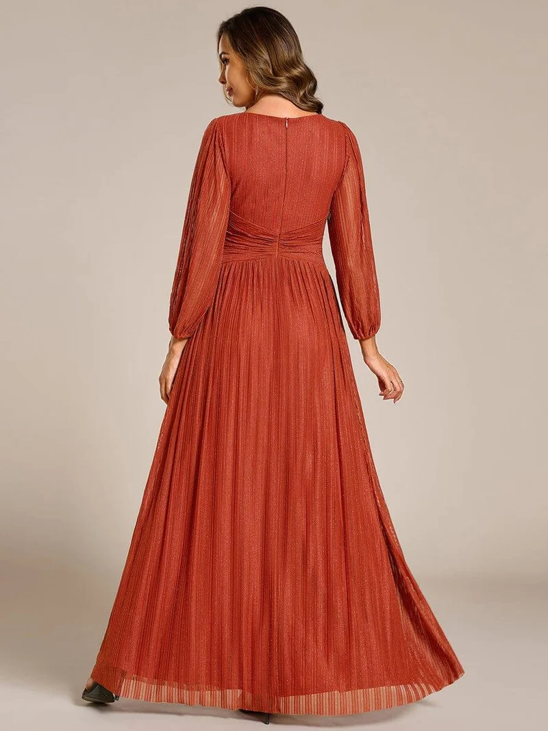 ever BRYM|Robe trapèze à manches longues et taille haute, éblouissante