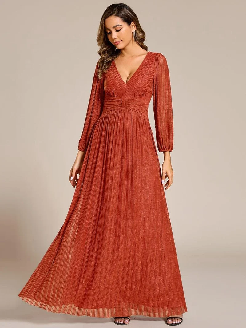 ever BRYM|Robe trapèze à manches longues et taille haute, éblouissante