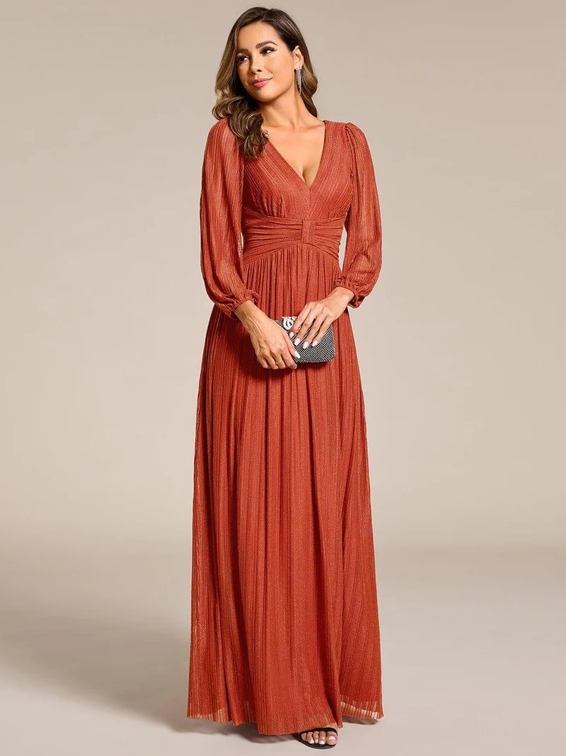 ever BRYM|Robe trapèze à manches longues et taille haute, éblouissante