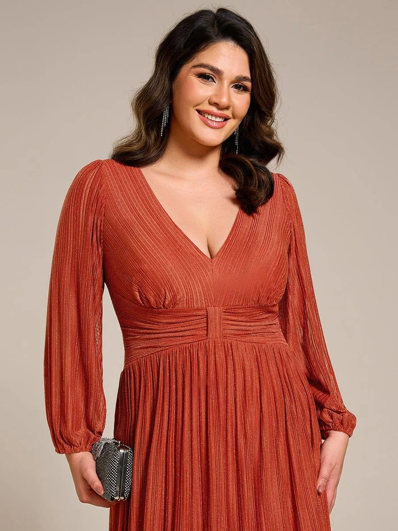ever BRYM|Robe trapèze à manches longues et taille haute, éblouissante