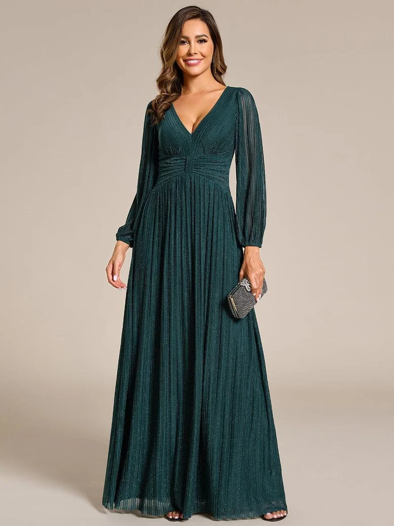 ever BRYM|Robe trapèze à manches longues et taille haute, éblouissante