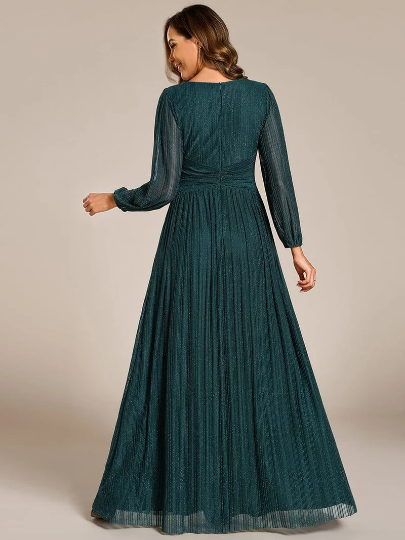 ever BRYM|Robe trapèze à manches longues et taille haute, éblouissante