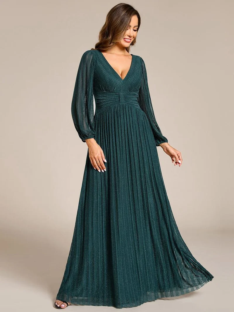 ever BRYM|Robe trapèze à manches longues et taille haute, éblouissante