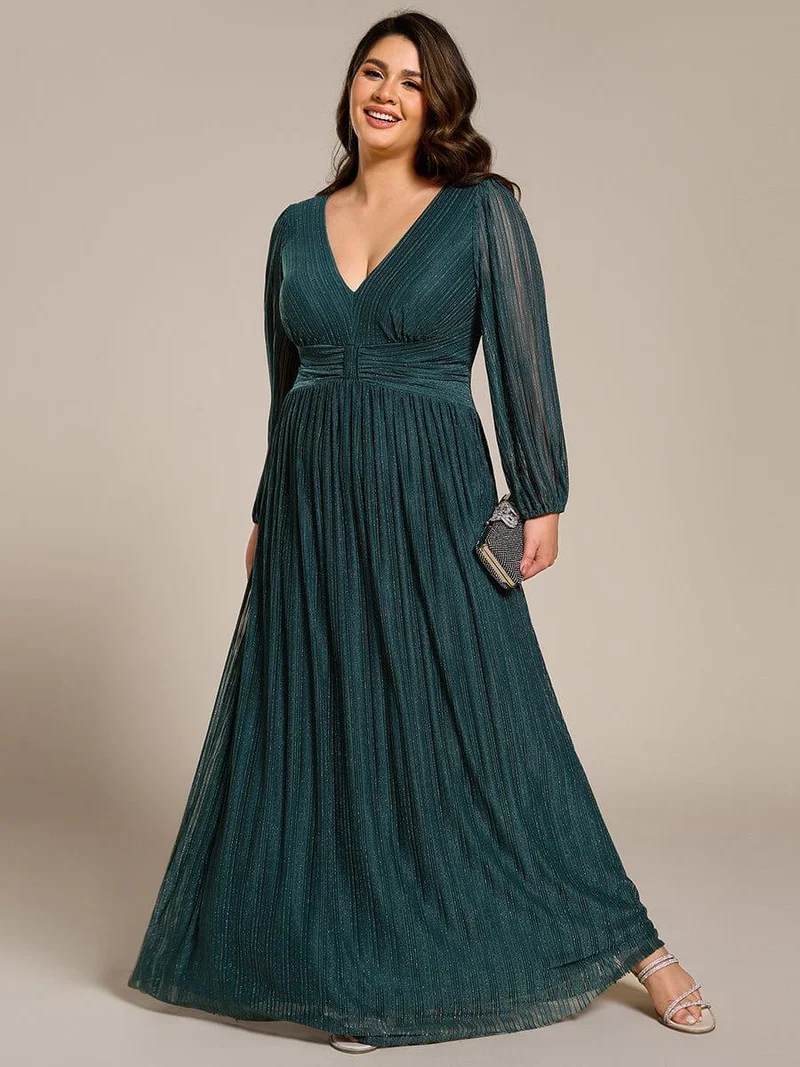 ever BRYM|Robe trapèze à manches longues et taille haute, éblouissante