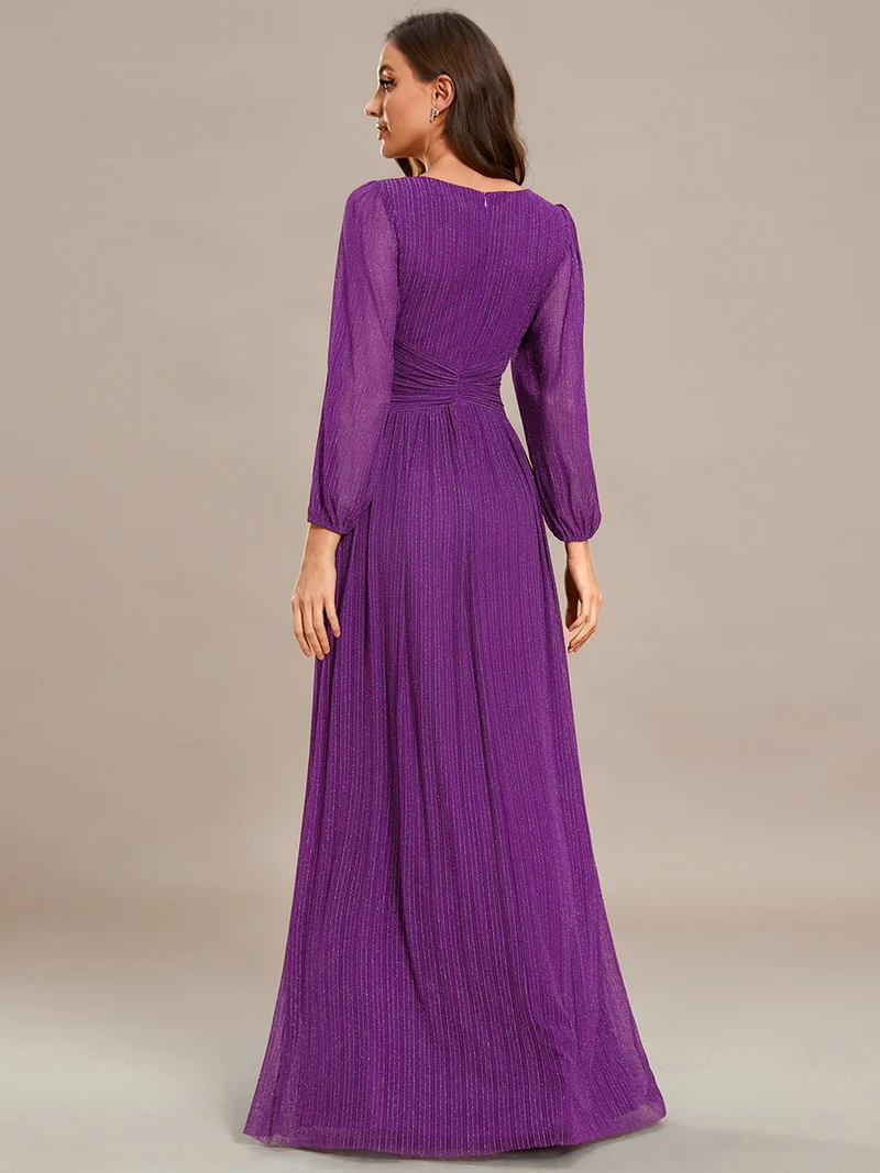ever BRYM|Robe trapèze à manches longues et taille haute, éblouissante