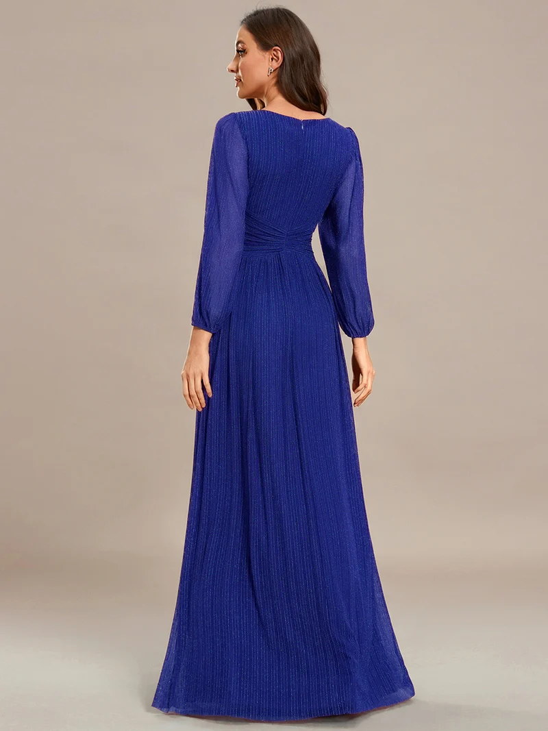 ever BRYM|Robe trapèze à manches longues et taille haute, éblouissante