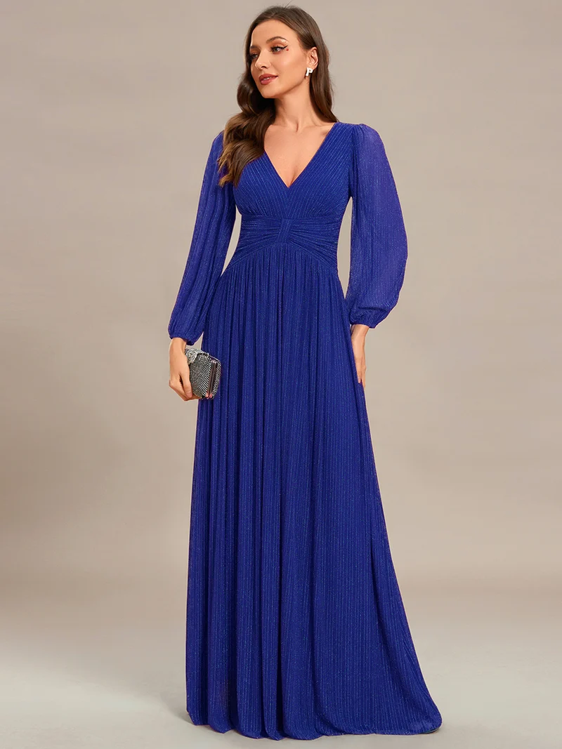 ever BRYM|Robe trapèze à manches longues et taille haute, éblouissante