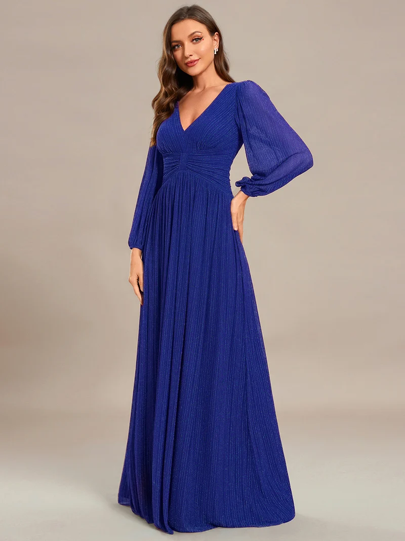 ever BRYM|Robe trapèze à manches longues et taille haute, éblouissante
