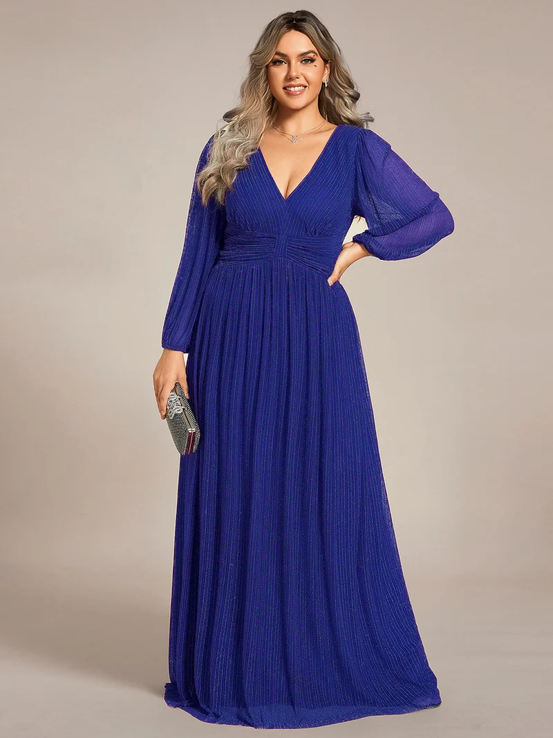 ever BRYM|Robe trapèze à manches longues et taille haute, éblouissante