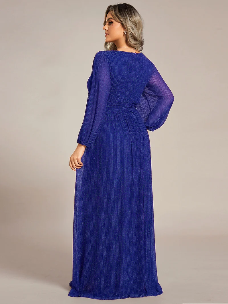 ever BRYM|Robe trapèze à manches longues et taille haute, éblouissante