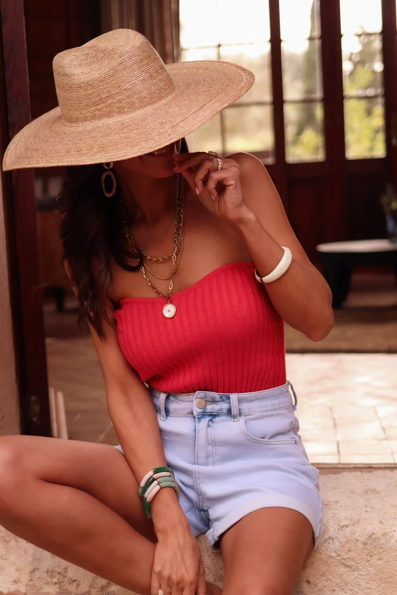 Bustier Bella rouge corail