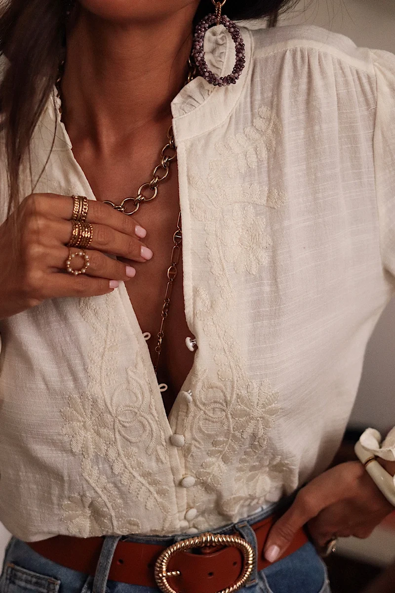 Blouse Monica brodée écru