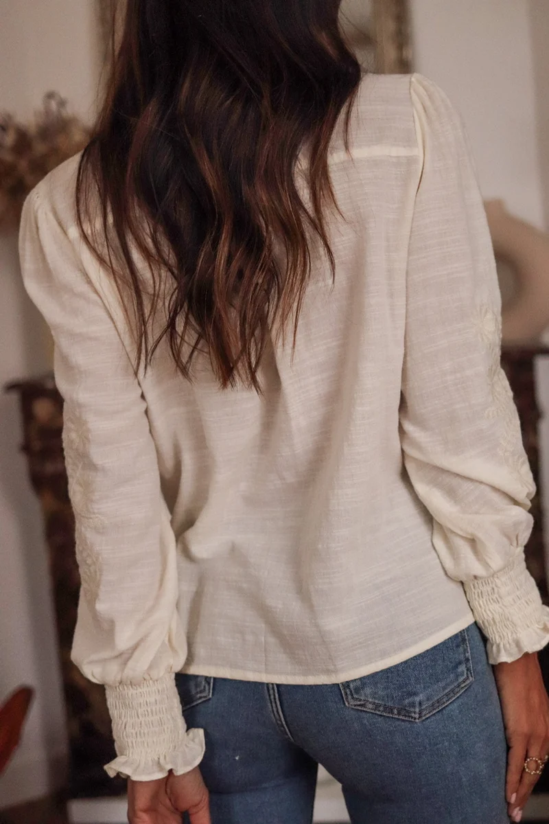 Blouse Monica brodée écru