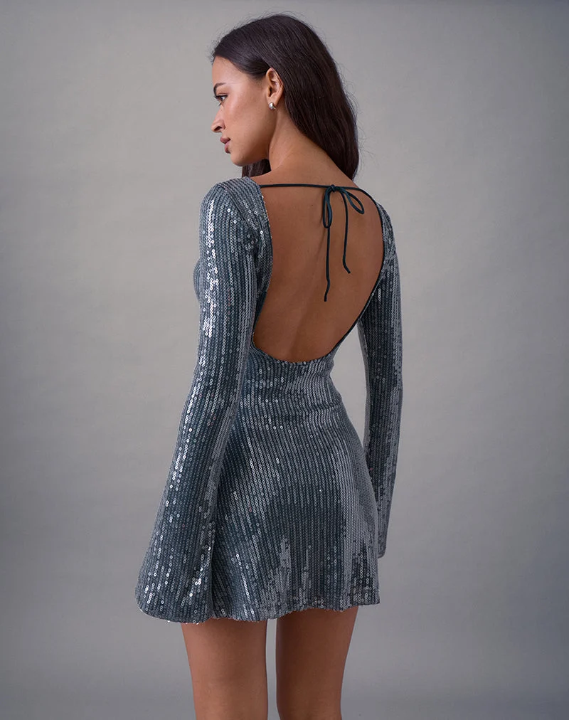 Kimberly Mini Robe en paillettes Dark Teal