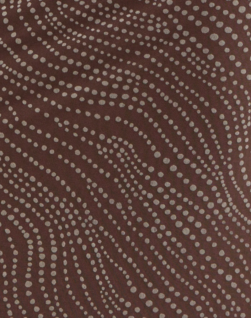 Badilah Top in Abstract Polka Flock Brown