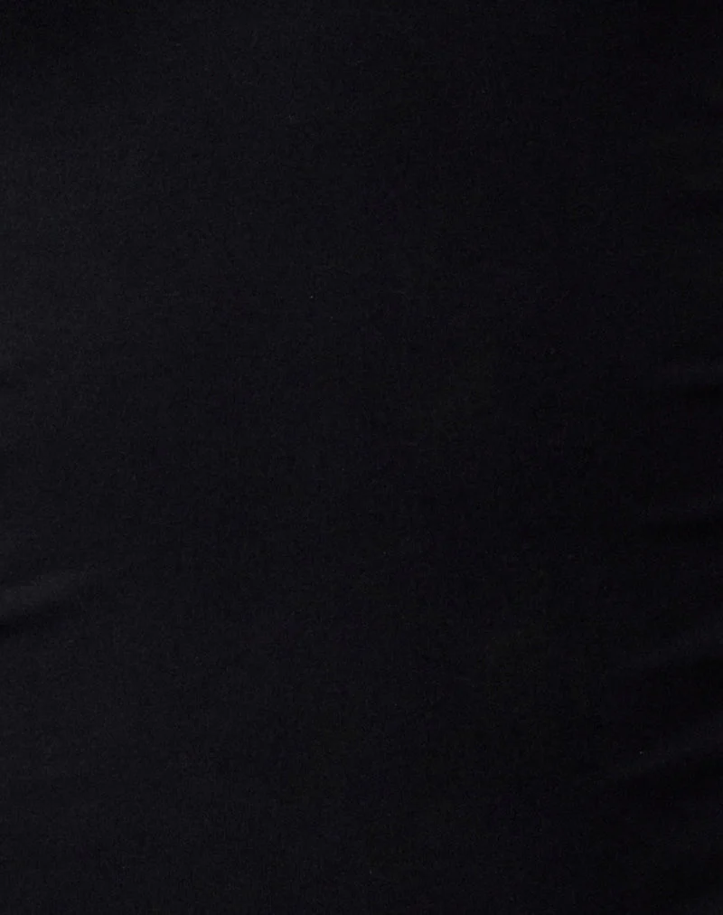 Melton Long Sleeve Halter Top in Rayon Jersey Black